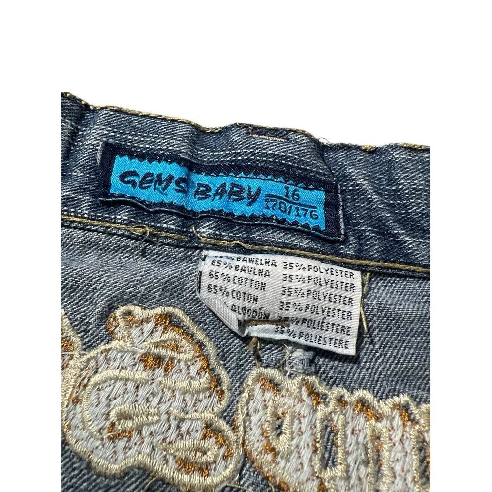 Y2K Gems Baby Spell Out Cargo Jeans hip hop Sz 16 Women’s Sz S
